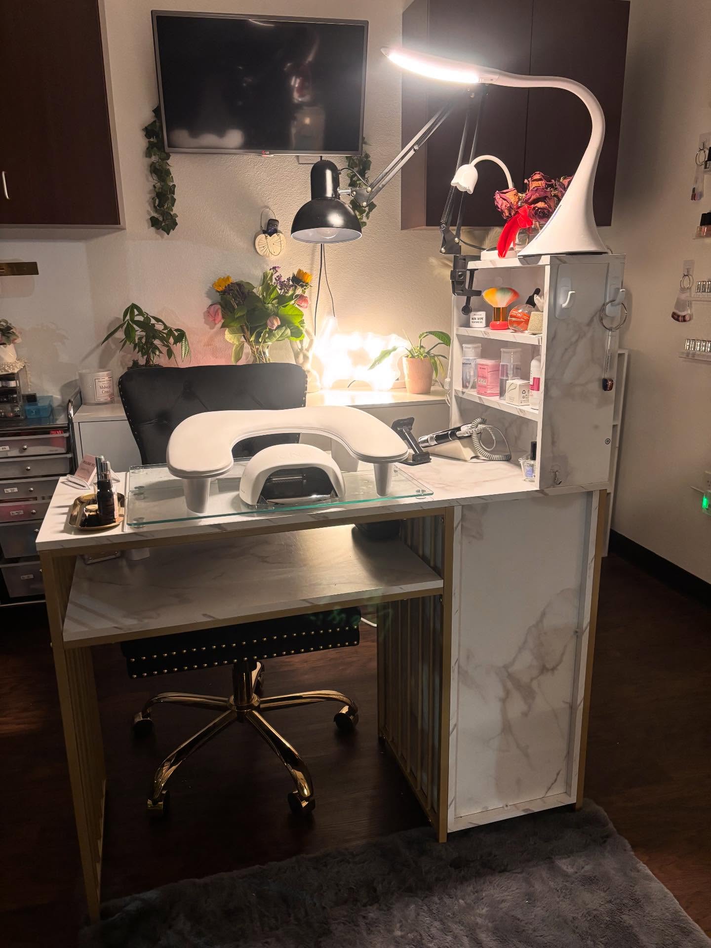 Caroline's nail studio desk at Polish My Pretty Nails